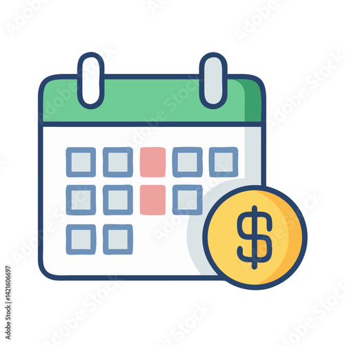 Calendar with Dollar Icon Representing Scheduled Payments and Financial Planning