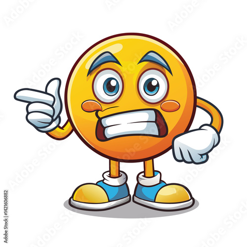 Annoyed, pointing yellow emoji character