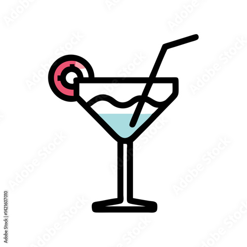 Cocktail Glass Icon Representing Hotel Bar Service and Alcoholic Beverage Offering