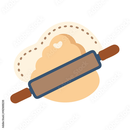 Dumpling Roller Icon Representing Dough Flattening and Culinary Tool