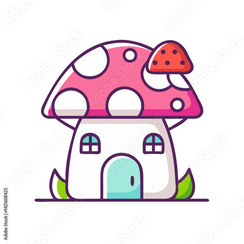 Fairy Mushroom House Icon Representing Fantasy and Magical Dwelling