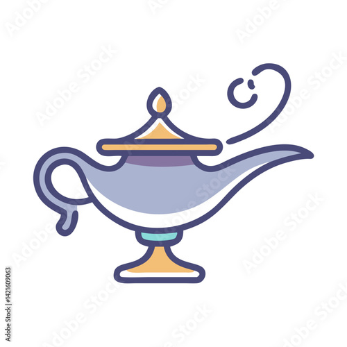 Genie Lamp Icon Representing Wish Granting Item and Magical Object