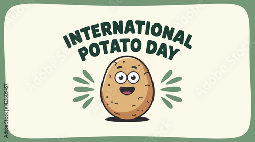 International potato day of Vector Illustration | national potato day celebration | creative concepts of raw potato | National Potato Day Icon with Smiling Cartoon Potato Illustration