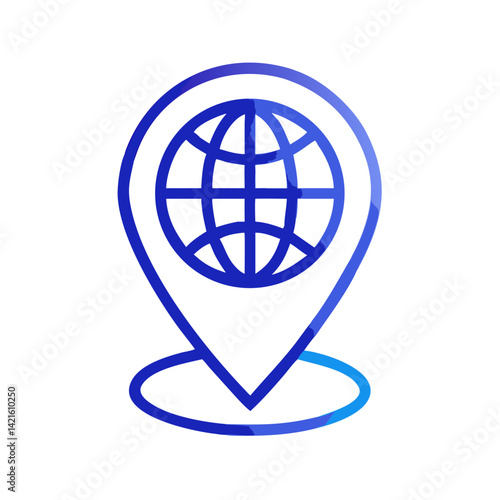 Location Pin with Globe Icon Representing Global Positioning and Worldwide Navigation