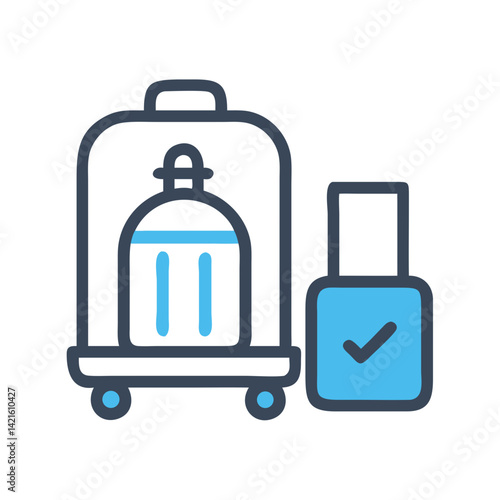 Luggage with Bell Cart Icon Representing Guest Hospitality and Hotel Service