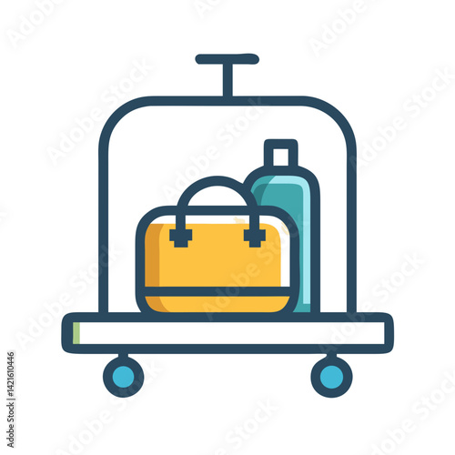 Luggage with Bell Cart Icon Representing Guest Hospitality and Hotel Service