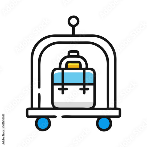 Luggage with Bell Cart Icon Representing Guest Hospitality and Hotel Service