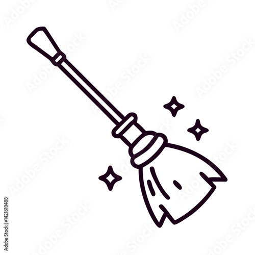 Magic Broom Icon Representing Witchcraft Transport and Enchanted Flight