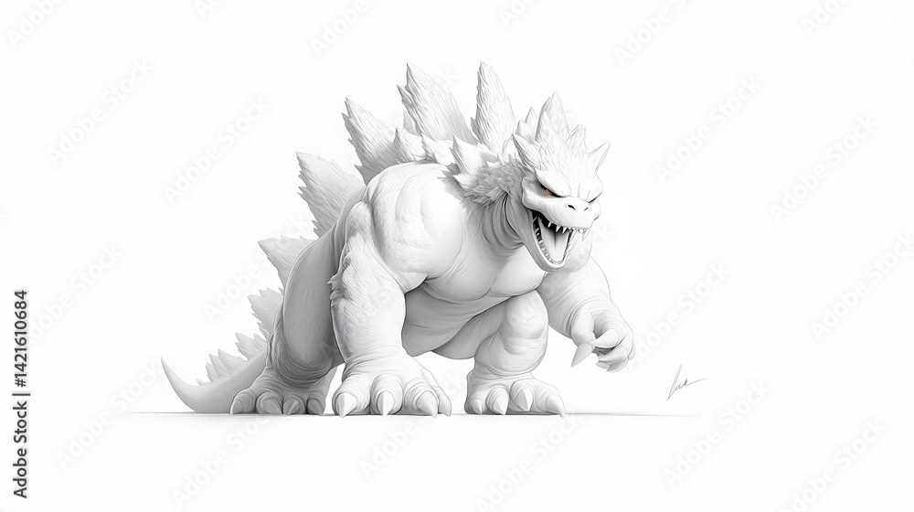 White Pixelated Monster Illustration White Pixelated Monster Illustration