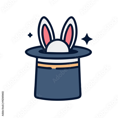 Magic Hat with Ears Icon Representing Wizardry and Enchanted Costume