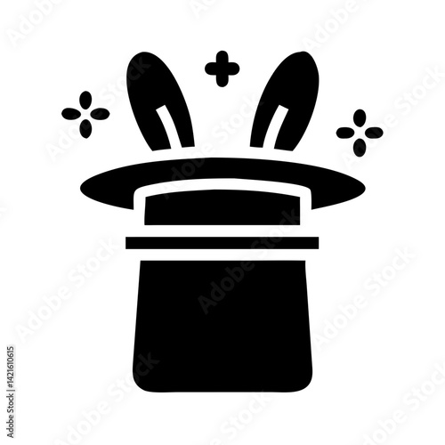 Magic Hat with Ears Icon Representing Wizardry and Enchanted Costume