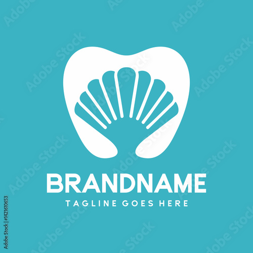 dental logo ocean silhouette teeth shell