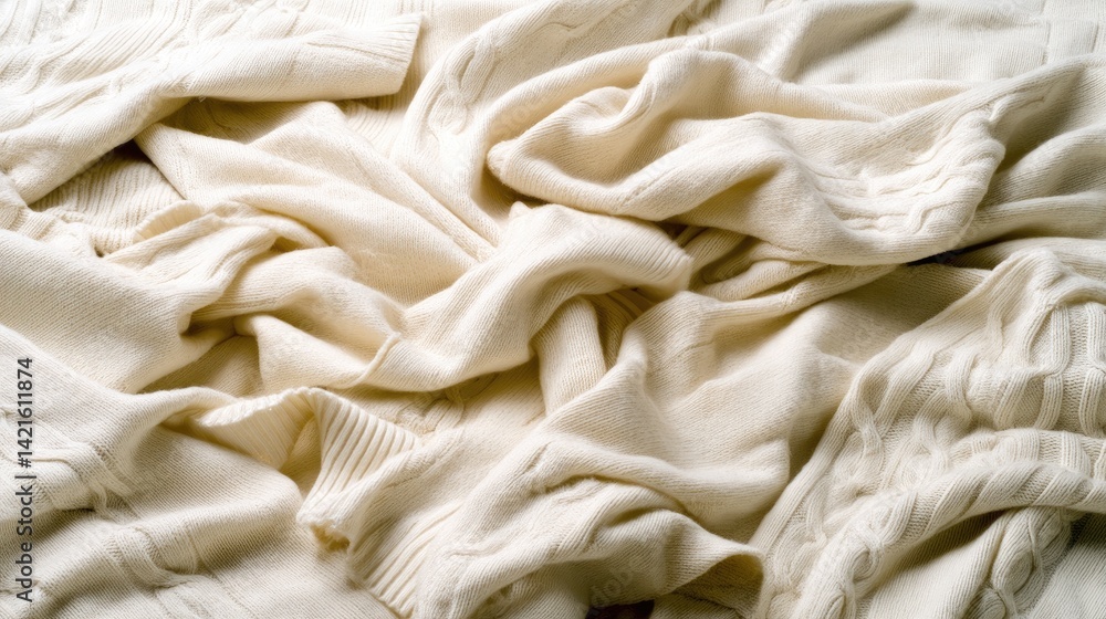 Soft cream cable-knit sweater texture background Soft cream cable-knit sweater texture background