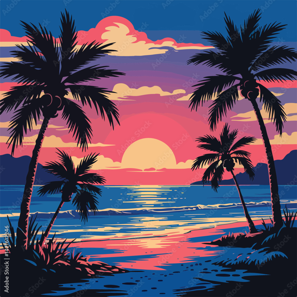 Fototapeta premium Gradient summer illustration