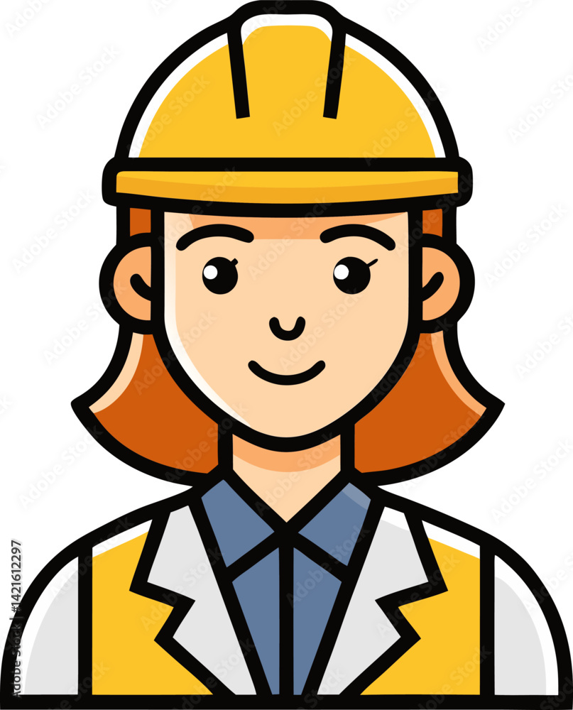 Female Construction Worker Smiling Avatar Art, Vector Illustration Female Construction Worker Smiling Avatar Art, Vector Illustration