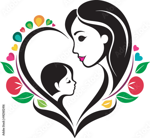 Soft and Modern Logo for Mother and Child Care Art & Illustration