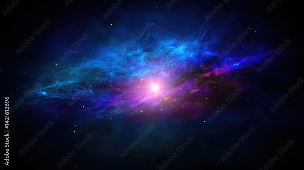 Fototapeta premium Vibrant cosmic nebula with radiant starburst effect