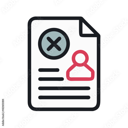 Rejected ID Document Icon Representing Unverified Identity and Access Denial