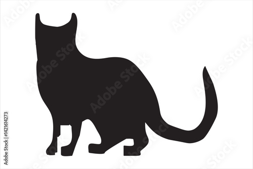 Cat silhouette  set icon. vector illustration. black 