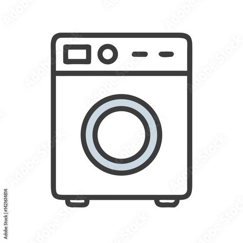 Washing Machine Icon Representing Kitchen Appliance for Cleaning Laundry