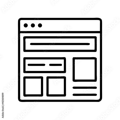 Website Layout Icon Representing Web Design and Page Structure
