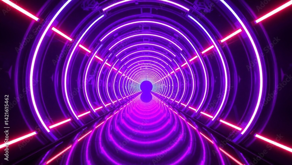 abstract Neon Tunnel Sci-Fi Background, Generative AI abstract Neon Tunnel Sci-Fi Background, Generative AI