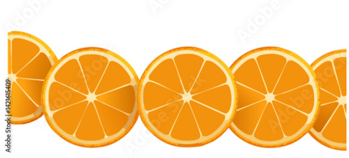 Rodajas de Naranja brillantes y jugosas sobre un fondo blanco,