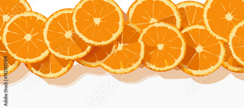 Rodajas de Naranja brillantes y jugosas sobre un fondo blanco,