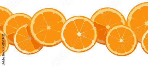 Rodajas de Naranja brillantes y jugosas sobre un fondo blanco,