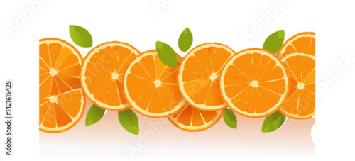Rodajas de Naranja brillantes y jugosas sobre un fondo blanco,