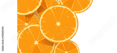 Rodajas de Naranja brillantes y jugosas sobre un fondo blanco,