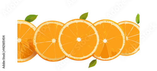 Rodajas de Naranja brillantes y jugosas sobre un fondo blanco,