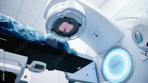 Advanced medical linear accelerator in therapeutic oncology for the treatment of patients with cancer. The concept of cancer therapy.