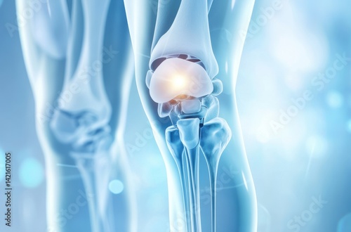 Illustration of knee replacement surgery for severe