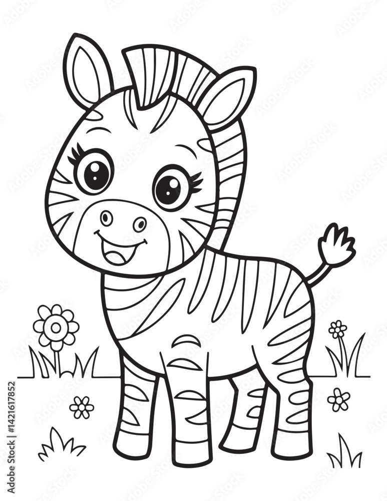 Fototapeta premium Cute Animal Coloring Pages, Coloring book, Animals, victor, animals line art, illustration, black & white Designs