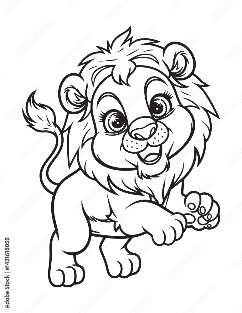 Obraz premium Cute Animal Coloring Pages, Coloring book, Animals, victor, animals line art, illustration, black & white Designs