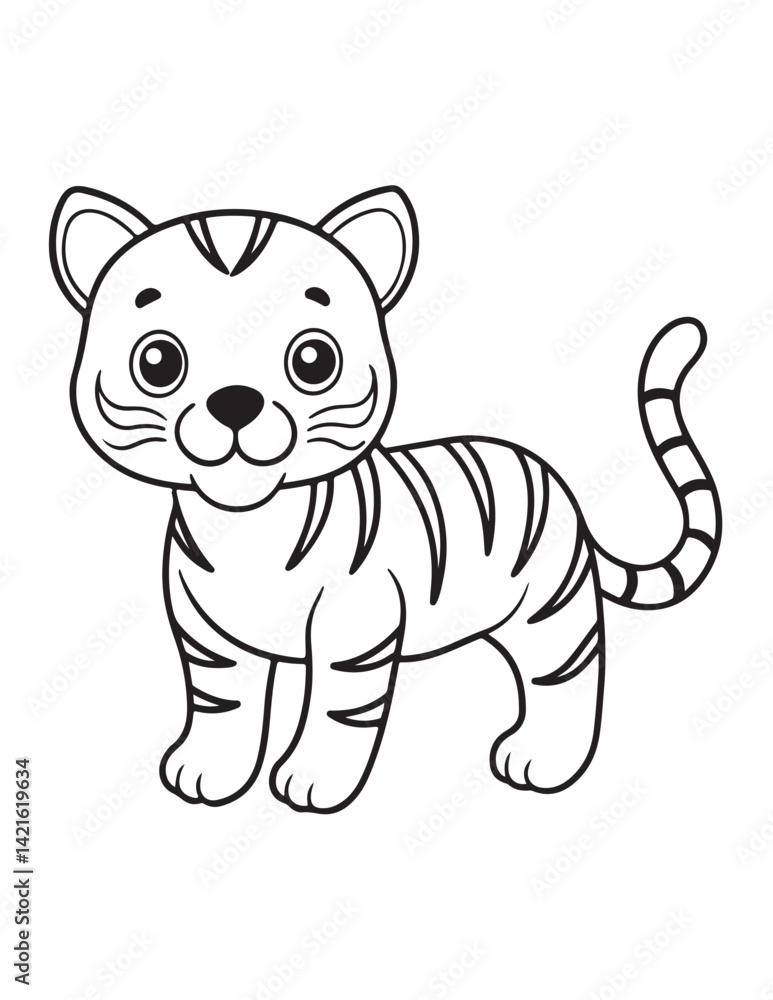 Fototapeta premium Cute Animal Coloring Pages, Coloring book, Animals, victor, animals line art, illustration, black & white Designs
