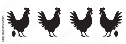 Chicken silhouette set vector illustration
