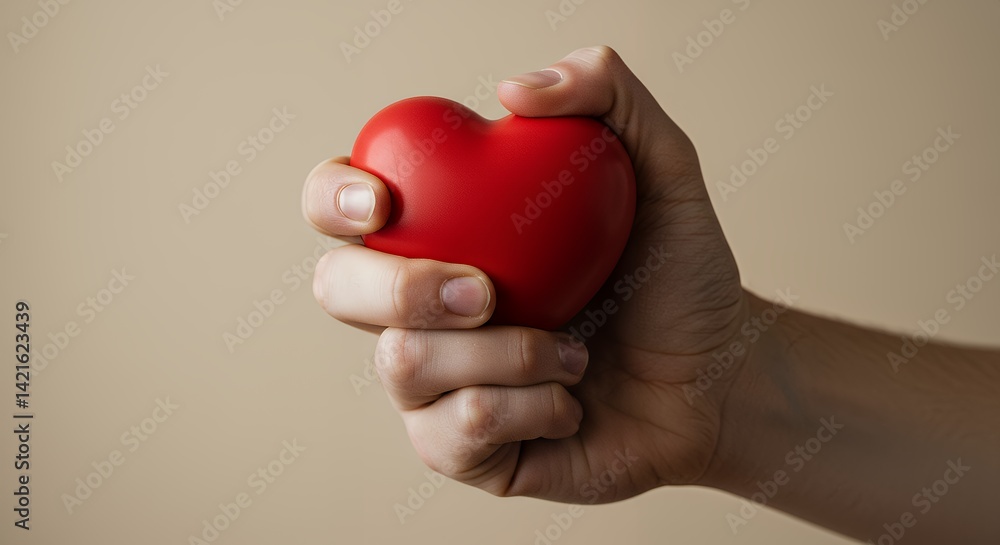 Holding a Red Heart Shape in Hand Stress Relief Concept