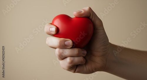 Obraz na płótnie Holding a Red Heart Shape in Hand Stress Relief Concept w salonie