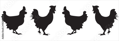 Chicken silhouette set  icon vector illustration.