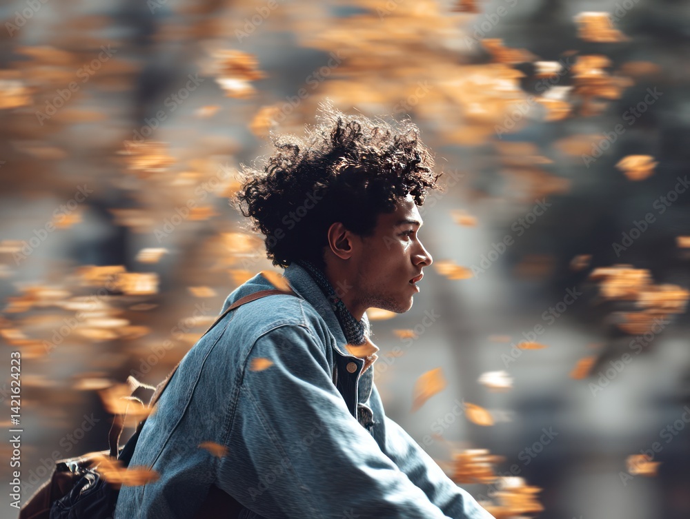 Autumnal contemplation of a young man. Autumnal contemplation of a young man.