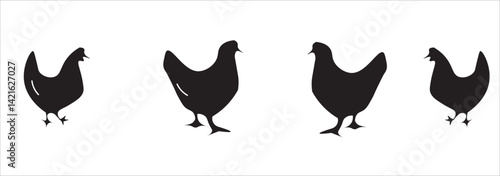 Chicken silhouette set vector illustration