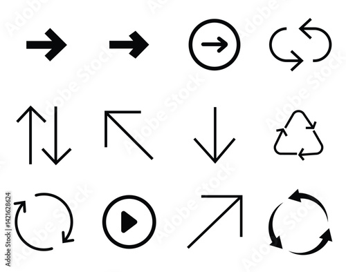 Black arrow icons for graphic designers. vector illustration