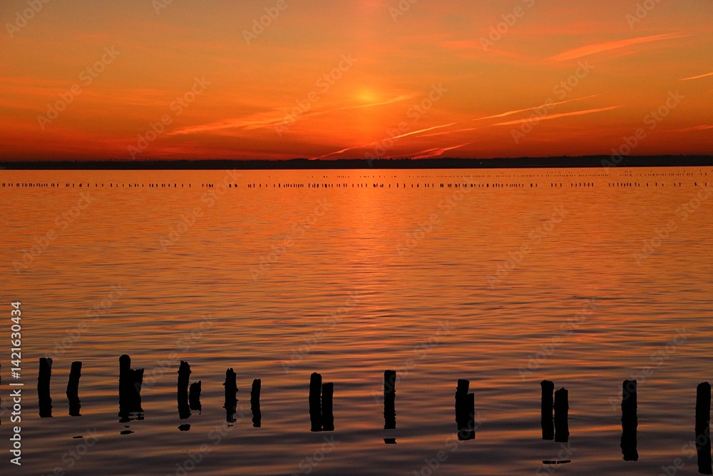 Fototapeta premium colorful sunrise over the sea at the fjord