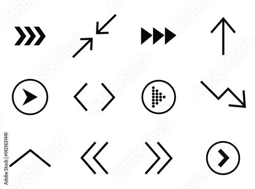 Black arrow icons for graphic designers. vector illustration