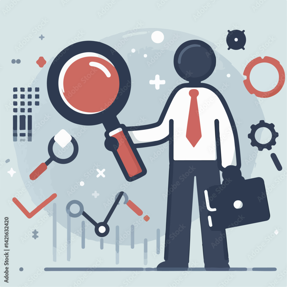 vector illustration of a person holding a magnifying glass vector illustration of a person holding a magnifying glass