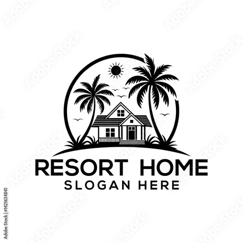 Wallpaper Mural resort home silhouette logo vector line art logo design Torontodigital.ca