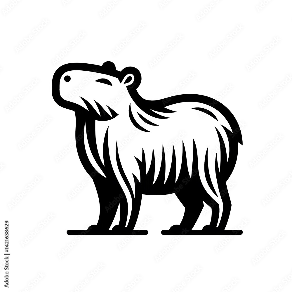 Obraz premium 흰 배경, 카피바라, 픽토그램 아트, jpeg (white background, Capybara, pictogram art, jpeg)