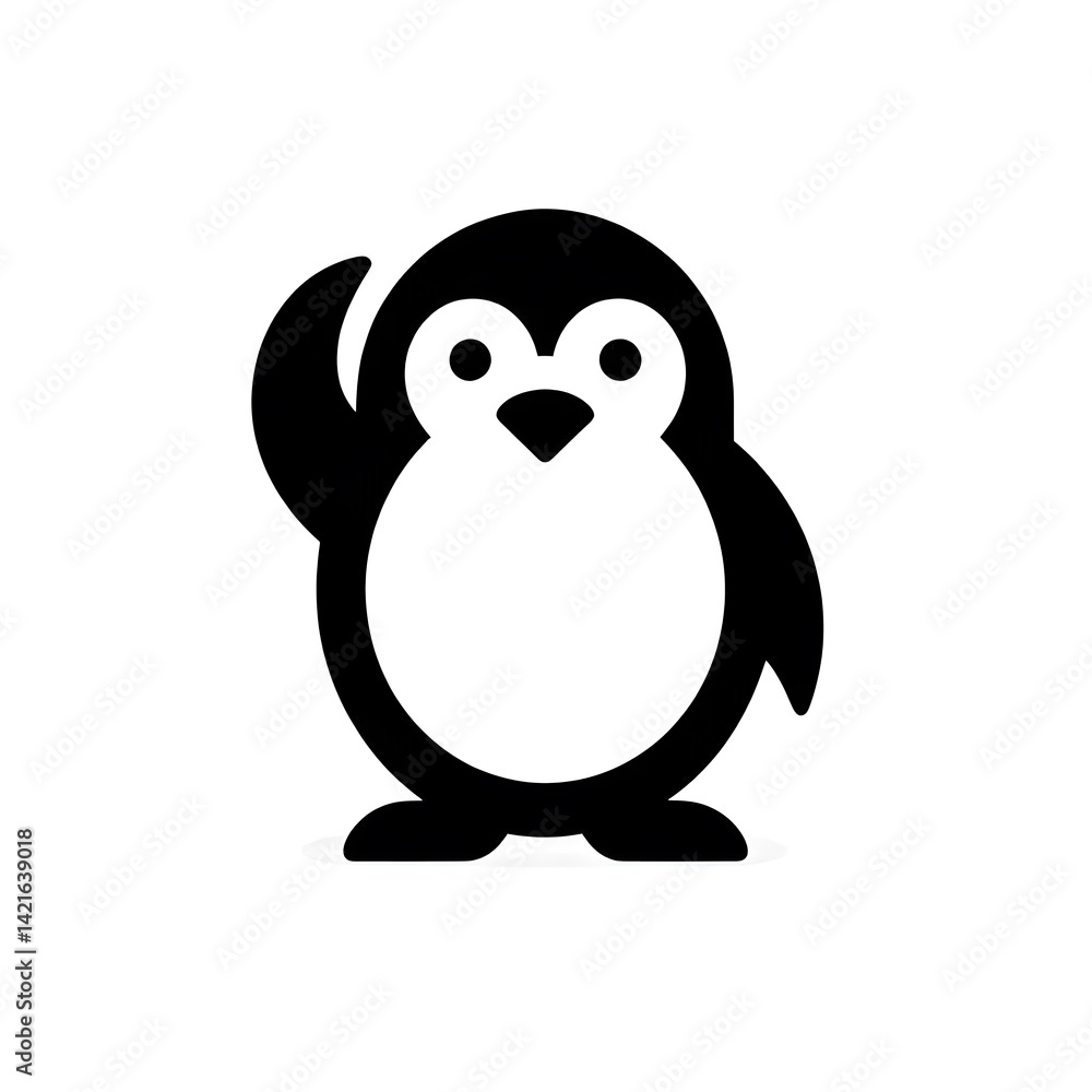 Fototapeta premium 흰 배경, 펭귄, 픽토그램 아트, jpeg (white background, Penguin, pictogram art, jpeg)